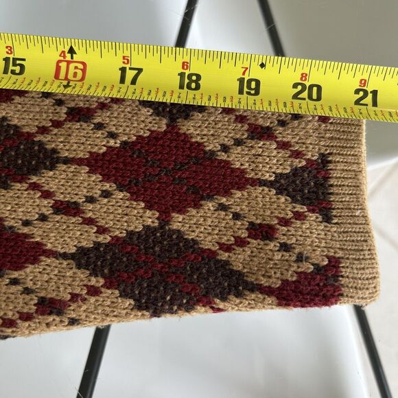 CLASSIC ELEMENTS Womens Vintage Brown‎ Argyle Zip Cardigan Size Petite Small - Picture 6 of 6